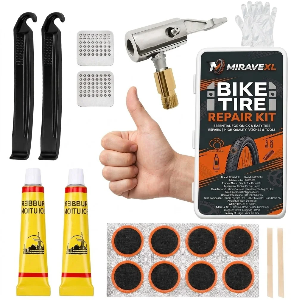 Bicycle Repair Kit - MIRAVEXL Fietsbandreparatieset Professionele MTB-fiets lekpleistersets Draagbare