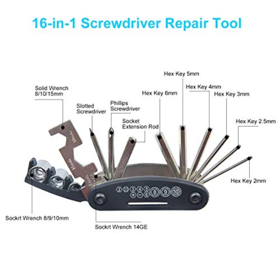 Fietsreparatieset bevat 16-in- - Bicycle Repair Kit recensie en prijs